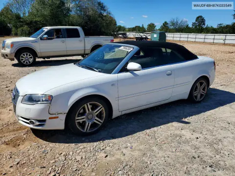 2007 Audi A4 2.0T Cabriolet Quattro VIN WAUDF48H87K033549 фото 1