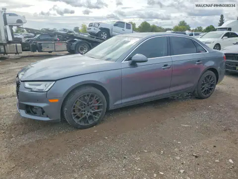 WAUCNAF49HN008334 — 2017 Audi A4, Parte delantera, fotos antes de reparar