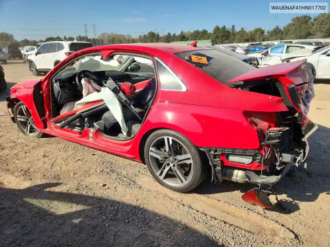WAUENAF41HN017702 — 2017 Audi A4, photo 2 from Copart, Side