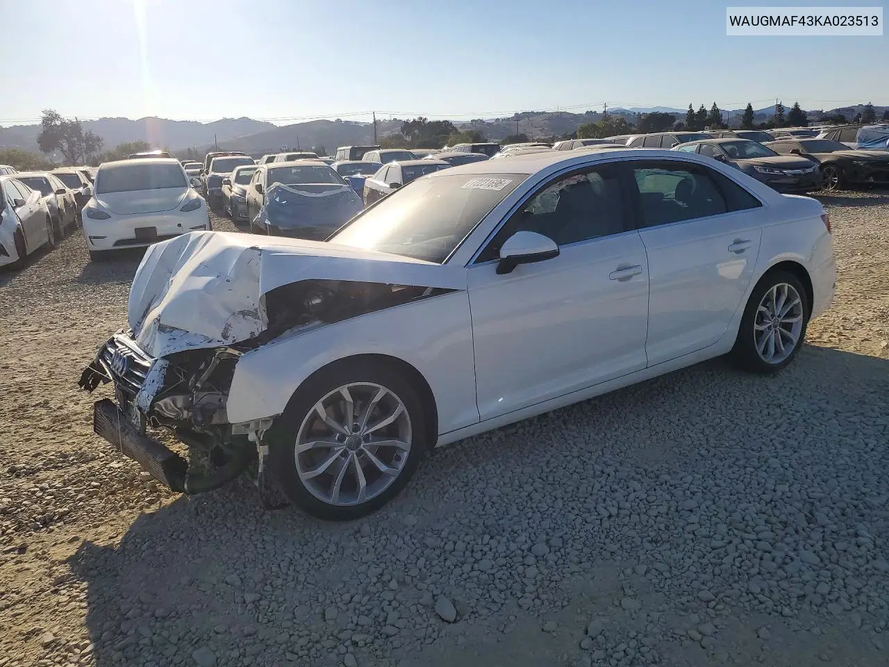 2019 Audi A4 Premium VIN WAUGMAF43KA023513 фото 1