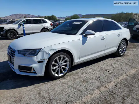WAUGMAF40KN011151 — 2019 Audi A4, უკანა ნაწილი, ფოტოები შეკეთებამდე