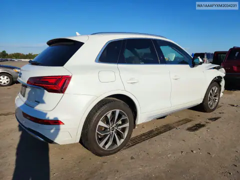 WA1AAAFYXM2034231 — 2021 Audi Q5, photo 3 from Copart, Front end