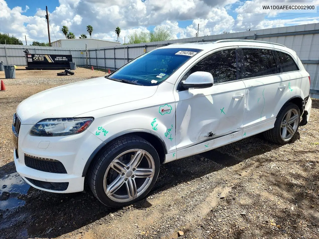 2012 Audi Q7 Prestige VIN WA1DGAFE4CD002900 фото 1