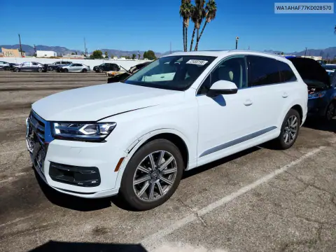 WA1AHAF77KD028570 — 2019 Audi Q7, წინა ნაწილი, ფოტოები შეკეთებამდე