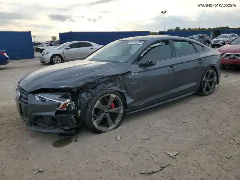 WAUB4CF51KA002576 — 2019 Audi S5, Parte delantera, fotos antes de reparar