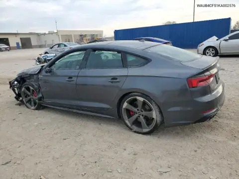 WAUB4CF51KA002576 — 2019 Audi S5, foto 2 de Copart, Parte delantera