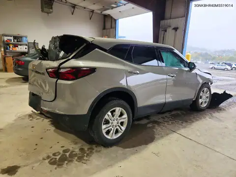 3GNKBHR40MS519014 — 2021 Chevrolet Blazer, photo 3 from Copart, Rollover