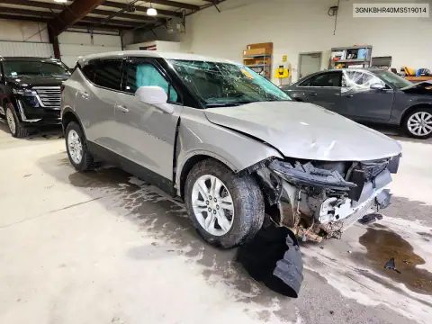 3GNKBHR40MS519014 — 2021 Chevrolet Blazer, photo 4 from Copart, Rollover
