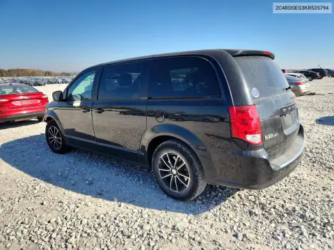 2C4RDGEG3KR535794 — 2019 Dodge Caravan, foto 2 de Copart, Parte delantera