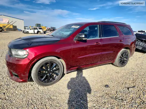 1C4SDHCT2JC100697 — 2018 Dodge Durango, სეტყვა, ფოტოები შეკეთებამდე