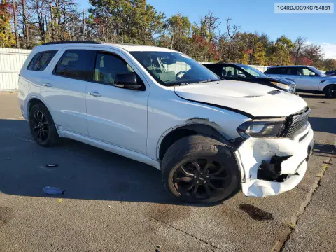 1C4RDJDG9KC754881 — 2019 Dodge Durango, foto 4 de Copart, Parte delantera