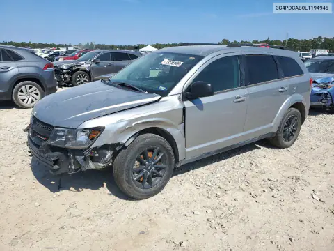 3C4PDCAB0LT194945 — 2020 Dodge Journey, წინა ნაწილი, ფოტოები შეკეთებამდე