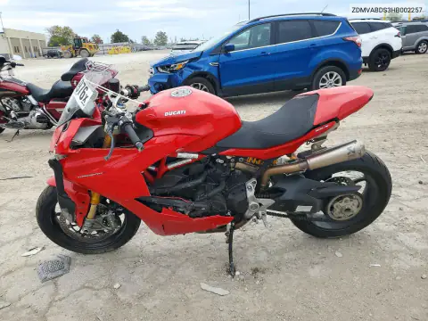 ZDMVABDS3HB002257 — 2017 Ducati Supersport, foto 3 de Copart, Parte delantera