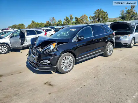 2FMPK4K92NBA64098 — 2022 Ford EDGE, Передняя часть, фото до ремонта