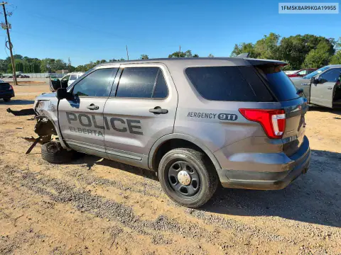 1FM5K8AR9KGA19955 — 2019 Ford Explorer, photo 2 from Copart, Front end