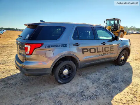 1FM5K8AR9KGA19955 — 2019 Ford Explorer, photo 3 from Copart, Front end