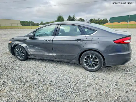 3FA6P0LU8KR242452 — 2019 Ford Fusion, photo 2 from Copart, Front end