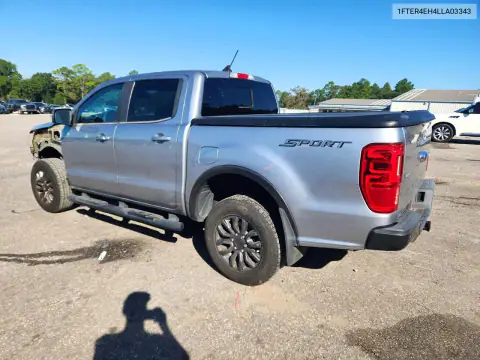 1FTER4EH4LLA03343 — 2020 Ford Ranger, фото 2 с аукциона Copart, ПЕРЕДНЯЯ ЧАСТЬ