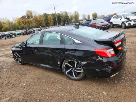 1HGCV2F30MA006071 — 2021 Honda Accord, foto 2 de Copart, Parte delantera