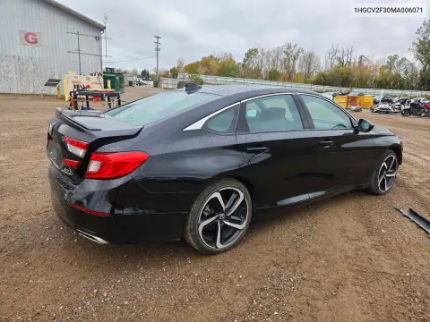 1HGCV2F30MA006071 — 2021 Honda Accord, foto 3 de Copart, Parte delantera