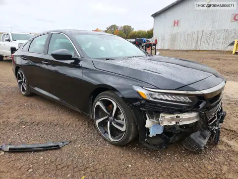 1HGCV2F30MA006071 — 2021 Honda Accord, foto 4 de Copart, Parte delantera