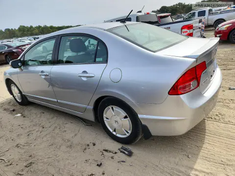 2007 Honda Civic Hybrid VIN JHMFA36247S005118 фото 2