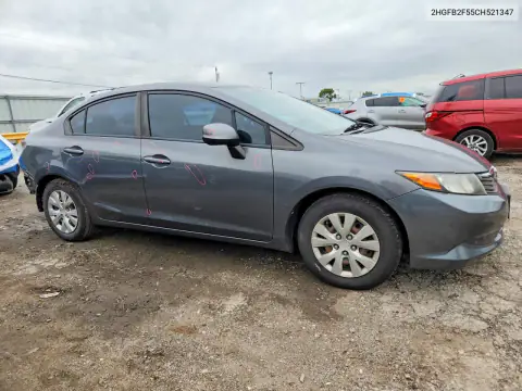 2HGFB2F55CH521347 — 2012 Honda Civic, foto 4 de Copart, Parte trasera