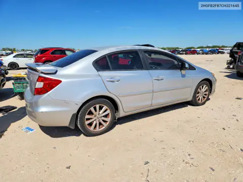 2012 Honda Civic Ex VIN 2HGFB2F87CH321645 фото 3