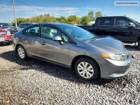 2HGFB2F59CH595600 — 2012 Honda Civic, zdjęcie 4 z Copart, Przód
