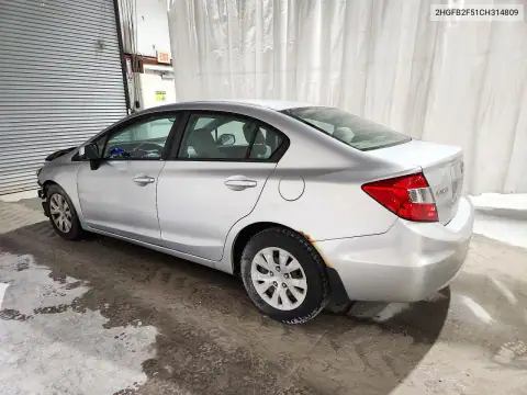 2HGFB2F51CH314809 — 2012 Honda Civic, zdjęcie 2 z Copart, Przód