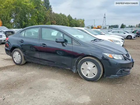 2013 Honda Civic Lx VIN 2HGFB2F45DH104609 фото 4