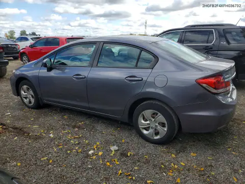 2015 Honda Civic Lx VIN 2HGFB2F4XFH036732 фото 2