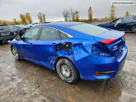 2HGFC2F50HH016692 — 2017 Honda Civic, фото 2 с аукциона Copart, ЗАДНЯЯ ЧАСТЬ