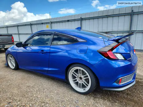 2HGFC3A55JH756774 — 2018 Honda Civic, zdjęcie 2 z Copart, Zalanie