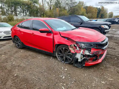 2HGFC2F84LH582115 — 2020 Honda Civic, фото 4 з Copart, Передня частина