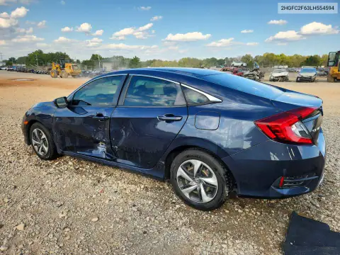 2HGFC2F63LH554594 — 2020 Honda Civic, foto 2 de Copart, Lateral