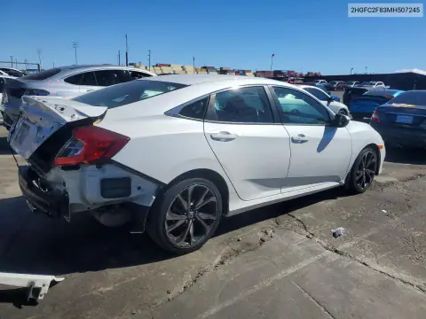 2HGFC2F83MH507245 — 2021 Honda Civic, photo 3 from Copart, Rear end