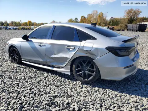 2HGFE2F51NH586920 — 2022 Honda Civic, photo 2 from Copart, Rear end