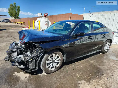 2HGFE2F28TH594922 — 2026 Honda Civic, Передняя часть, фото до ремонта