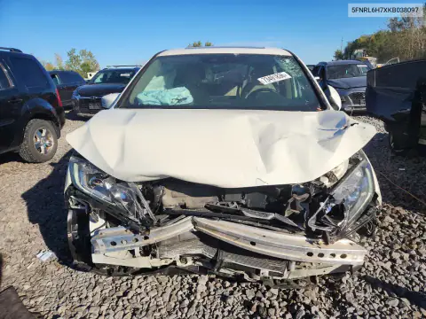 5FNRL6H7XKB038097 — 2019 Honda Odyssey, წინა ნაწილი, ფოტოები შეკეთებამდე