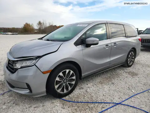 5FNRL6H74NB030243 — 2022 Honda Odyssey, ПЕРЕДНЯЯ ЧАСТЬ, фото до ремонта