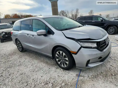 5FNRL6H74NB030243 — 2022 Honda Odyssey, ფოტო 4, Copart, წინა ნაწილი