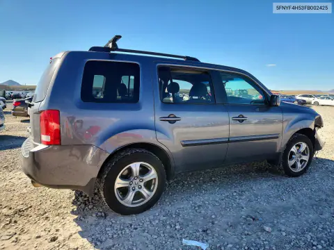 2015 Honda Pilot Exl VIN 5FNYF4H53FB002425 фото 3