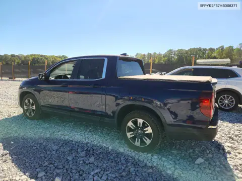 5FPYK2F57HB008371 — 2017 Honda Ridgeline, фото 2 с аукциона Copart, ЗАДНЯЯ ЧАСТЬ