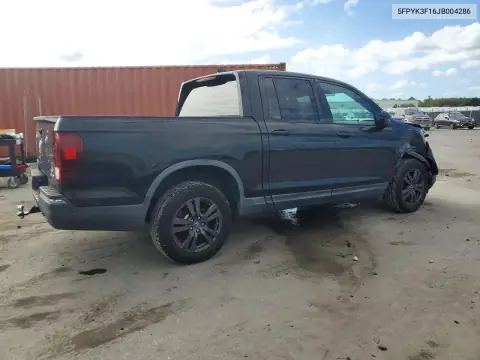 5FPYK3F16JB004286 — 2018 Honda Ridgeline, photo 3 from Copart, Front end