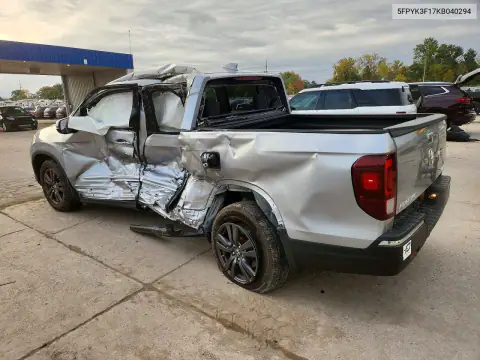 5FPYK3F17KB040294 — 2019 Honda Ridgeline, photo 2 from Copart, Side