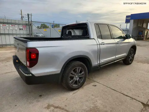 5FPYK3F17KB040294 — 2019 Honda Ridgeline, photo 3 from Copart, Side