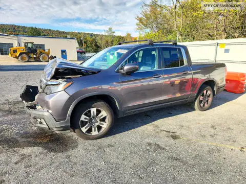 5FPYK3F53KB040389 — 2019 Honda Ridgeline, წინა ნაწილი, ფოტოები შეკეთებამდე