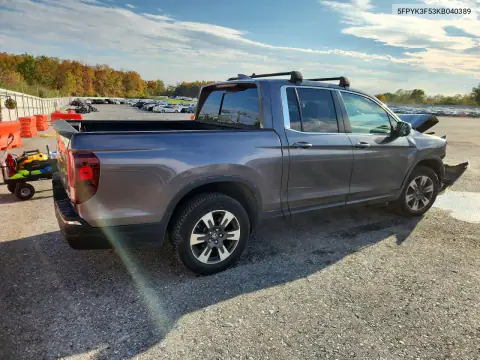 5FPYK3F53KB040389 — 2019 Honda Ridgeline, фото 3 з Copart, Передня частина