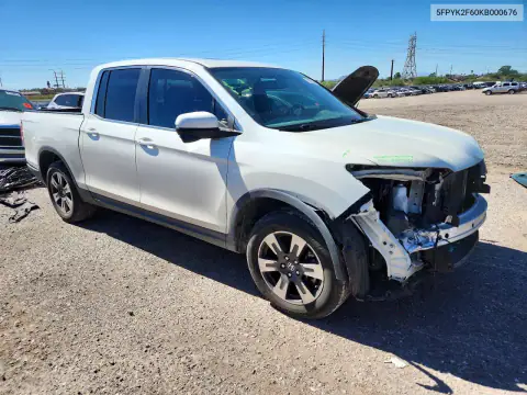 5FPYK2F60KB000676 — 2019 Honda Ridgeline, фото 4 з Copart, Передня частина
